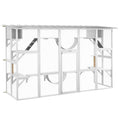 118" Large Outdoor Catio Cat Enclosure with Condos, Bridges & Posts, White - The Peculiar Pet