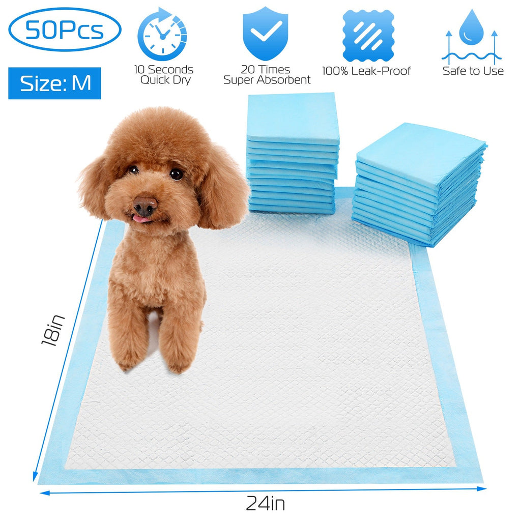 50Pcs Per Set Dog Training Pads Puppy Pee Pads Cat Wee Mats Potty-Train 24in X 18in M - The Peculiar Pet