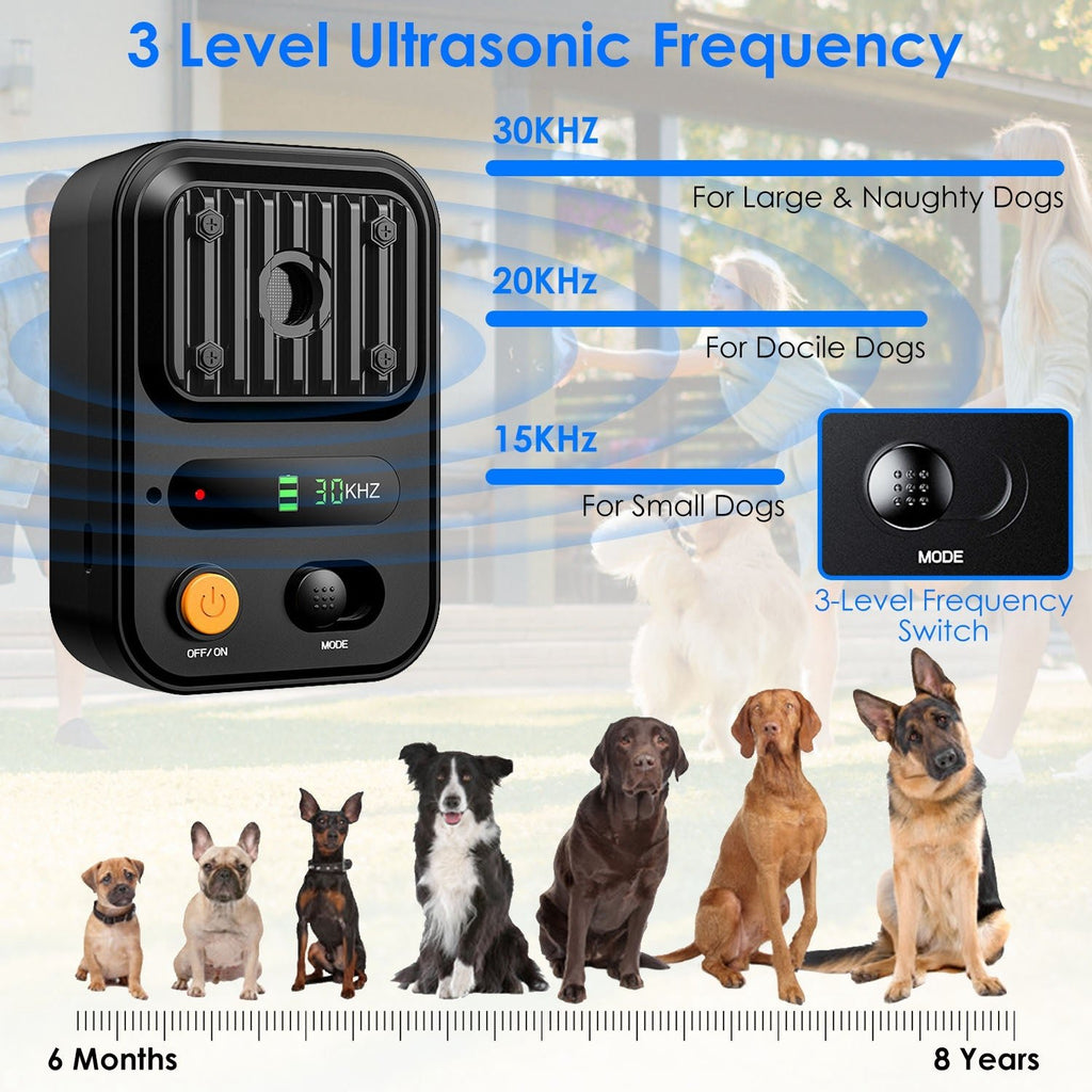 Black-Green Color Options - 1Pc Ultrasonic Anti-Barking Device Rechargeable Auto Dog Bark Control Deterrent Box Training Device IPX4 Waterproof With 3 Frequency Max 32.8Feet Sensing Distance For Most - The Peculiar Pet