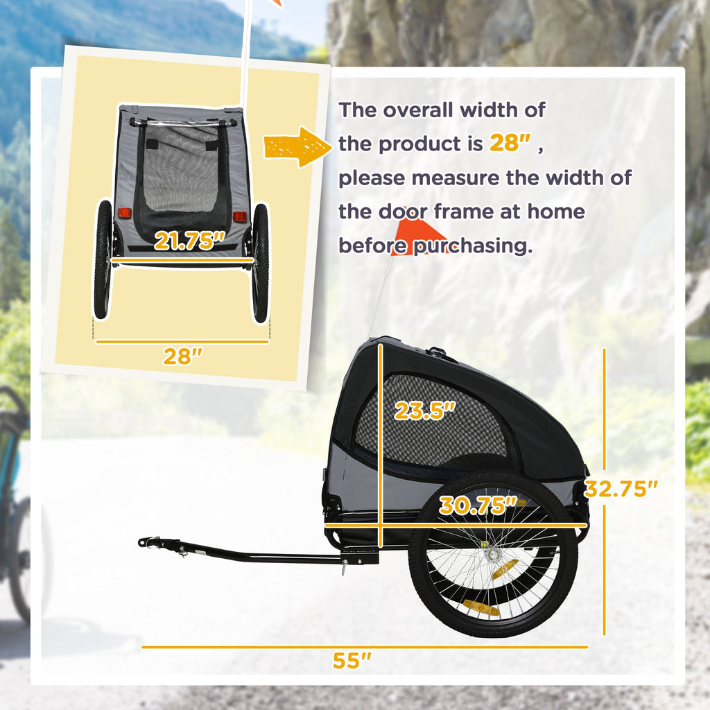 Dog Bike Trailer, Pet Stroller with Wheels for Medium Dogs, Black - The Peculiar Pet