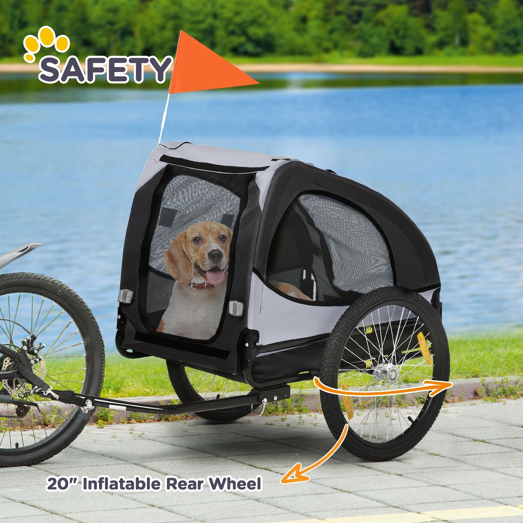 Dog Bike Trailer, Pet Stroller with Wheels for Medium Dogs, Black - The Peculiar Pet