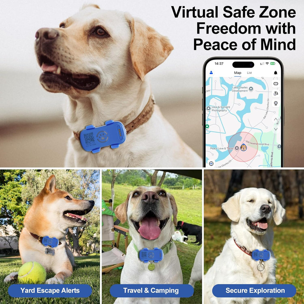 Dog GPS Tracker Real Time, Anti-Lost Pet Tracker With Geofence, Flash Light And Sound Alarm, Unlimited Distance Tracking, Fits Most Pet Collars, Subscription Required - The Peculiar Pet