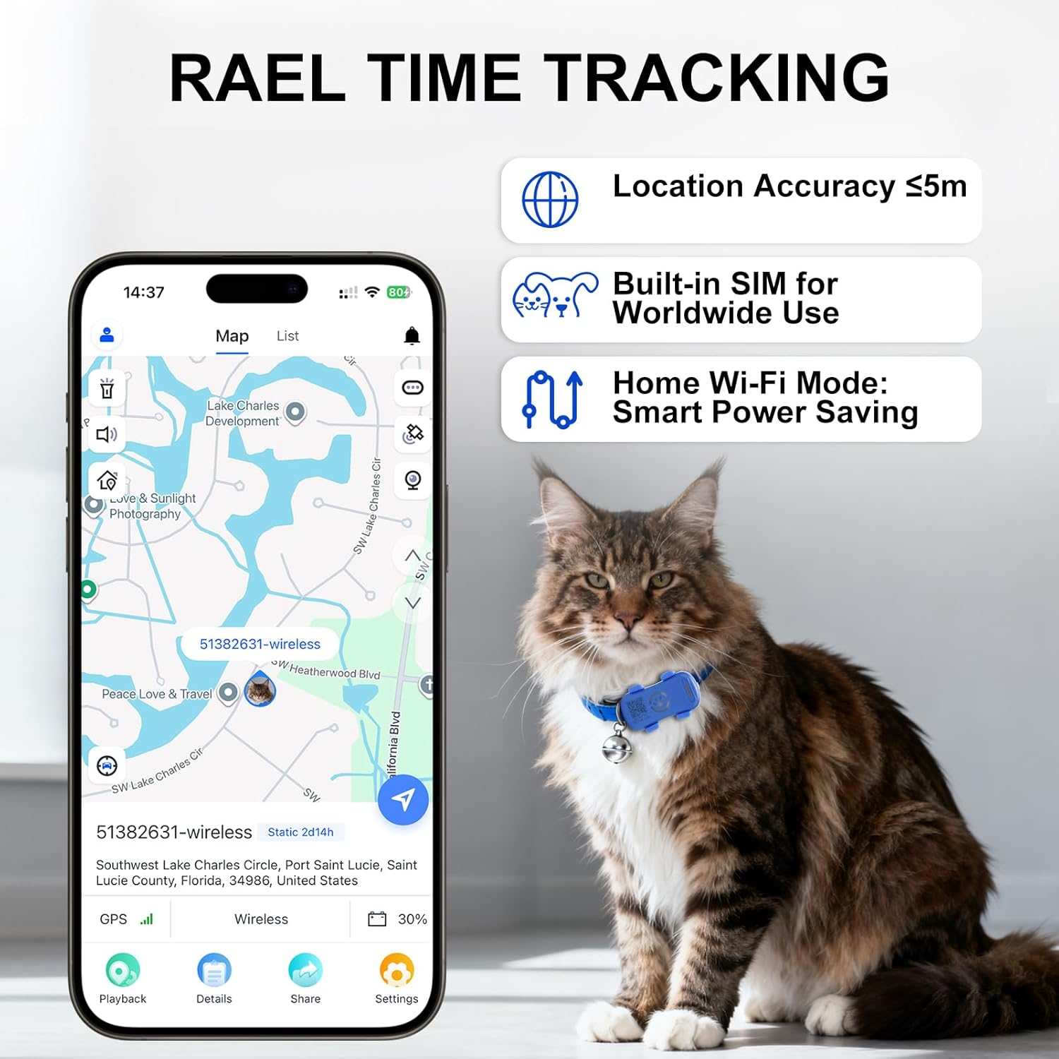 Dog GPS Tracker Real Time, Anti-Lost Pet Tracker With Geofence, Flash Light And Sound Alarm, Unlimited Distance Tracking, Fits Most Pet Collars, Subscription Required - The Peculiar Pet