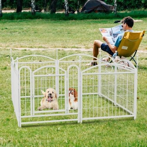 Dog Playpen Indoor 24 Inch 8 Panel Metal Dog Playpen - The Peculiar Pet