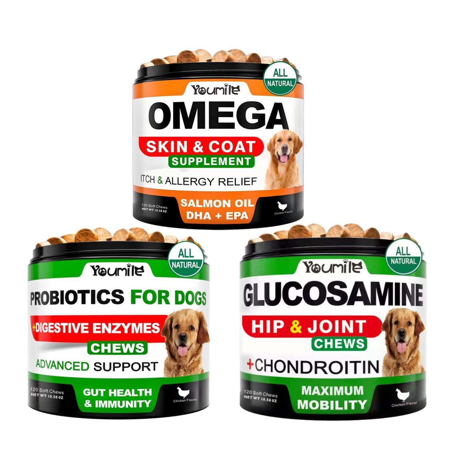 Youmile Hip & Joint Health Supplement For Dogs 120 Chews, Glucosamine Chondroitin MSM Dog Chews With Hyaluronic Acid, Liver Flavored Bone & Joint Support Supplement, For All Breeds - The Peculiar Pet