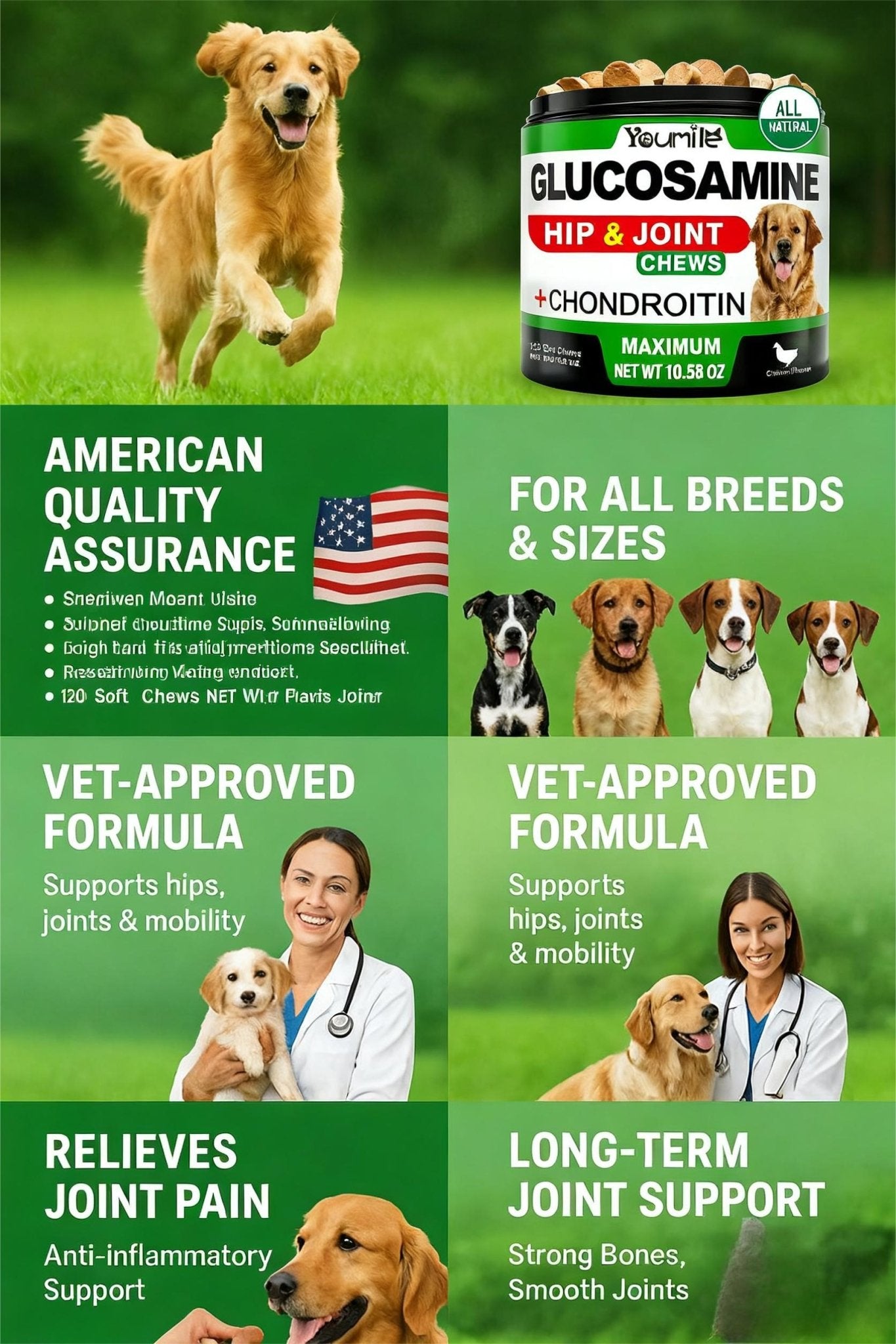 Youmile Hip & Joint Health Supplement For Dogs 120 Chews, Glucosamine Chondroitin MSM Dog Chews With Hyaluronic Acid, Liver Flavored Bone & Joint Support Supplement, For All Breeds - The Peculiar Pet